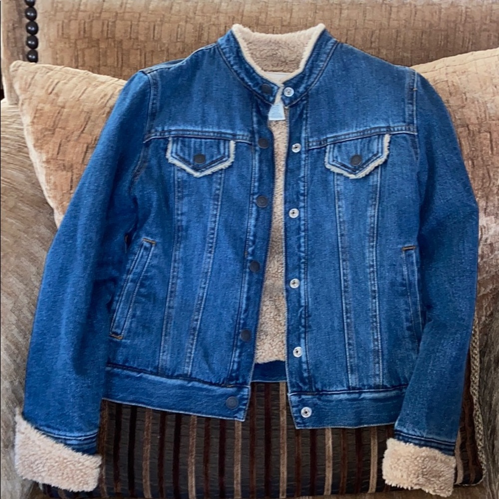 NWOT OLD NAVY Lined Denim Jacket Sz S warm coat blue Jean